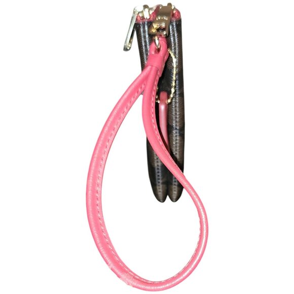 Coach Double Zip Brown & Red Signature Wristlet *SEE FLAWED last picture - Picture 3 of 8